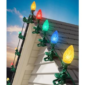 Brightown C9 LED Christmas Lights Outdoor, 99 Feet 150 LED C9 String Lights with 150 Spring Clips, Waterproof Connectable Christmas Tree Lights for Outside Roofline Patio Home Xmas Decor, Multicolor (102 Ft)