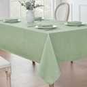 Veblandy Rectangle Tablecloth Linen Textured Waterproof & Stain Resistant Table Cloth Wrinkle Free Decorative Fabric Farmhouse Table Cover for Dining/Party/Buffet/Wedding, 60 x 84 Inch, Sage Green