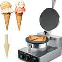 VEVOR Electric Ice Cream Cone Maker, Commercial 1230W Waffle Cone Machine, Non-Stick Stainless Steel Egg Roll Mold, with Temperature and Time Control, Handle, for Restaurant Bakery Snack Bar Family