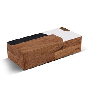 Handicrafts Home Decorative Storage Box, Keepsake Box Jewellery Organiser Abstract Wood Box, Handmade Wooden Jewelry Box with Resin & Brass Inlay, Memory Box for Home Decor, Coffee Table- 10x4.5x2.5