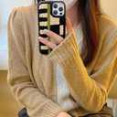 Furry Checkered Phone Case for iPhone 15 Pro Max 6.7''2023,Soft Fluffy Aesthetic Carpet Furry Case Plaid Shockproof Protective Cover for Cool Girls Women(Checkerboard)