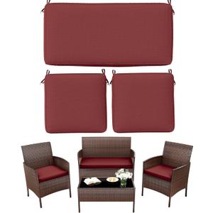 3 Pack Outdoor Replacement Cushions, Fit for 4-Seater Wicker Rattan Patio Conversation Set, 36x18x3,18x18x3, Liner & Cover