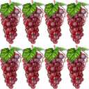 CLESDF Artificial Red Grapes, 8 Bunches Fake Lifelike Fruit Plastic Simulation Grapes for Wedding Home Kitchen Party Decor Photography Prop