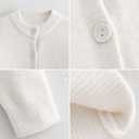 FindThy Womens Cropped Cardigan Sweater Crewneck Solid Color Long Sleeve Button Down Knitted Outerwear Top (White, S)