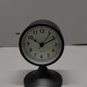 AYRELY 3" Cute Analog Alarm Clock,Small Retro Table Clock Battery Operated,Slient Metal Desk Clock with Light for Living Room Decor,Bedroom,Bedside,Shelf (Black)