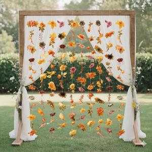 2 Pcs 6.6 ft Artificial Flower Garland Floral Backdrop Arch Fairy Flower Hanging Ceiling Colorful Garland for Wedding Bridal Shower Baby Shower Tea Birthday Backdrop Wall Decor(Bright Color)