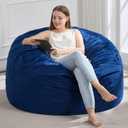 Hobestluk 3FT Bean Bag Chair Giant Bean Bag Chairs for Adults Large Bean Chairs with Removable Cover, Beanbag Chair with Filler, Adult Bean Bag Chairs for Living Room, Bedroom (3FT - 36" x 36" x 22", Blue)