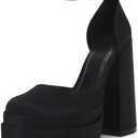 VETASTE Womens Platform Heels Chunky High Heels Ankle Buckle Strap Pumps Party Wedding Dress Shoes (7.5, Black)