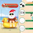 Christmas Inflatable Outdoor Decoration Blow Up 4.5ft Hawaii Santa take Coco Drink Inflate Xmas Decor Cute Blow Up Duck Santa Claus with LED for Outside Yard Garden Lawn Party Decor