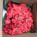 Fule Artificial Silk Rose Flower Centerpiece Arrangement in Glass Vase with LED Light for Home Wedding Decoration (Red)