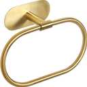 HouseAid Self Adhesive Towel Ring for Bathroom, Stainless Steel Adhesive Hand Towel Holder, No Drilling Modern Hand Towel Hanger, Brushed Gold