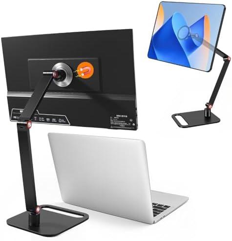 Portable Travel Monitor Stand, Strong Magnetic Portable Monitor Holder, iPhone/iPad Stand for 4.7" 12.9" 15.6" 16" 17.3" 18.5'' Screens, Universal Screen Extender Base Adjustable Tablet Holder