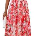 UEAL Womens Floral Flowy Wrap V Neck Midi Dress Short Sleeve Elastic Waist Casual Spring Summer Dresses for Women 2025 (XL)