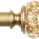Curtain Rods 32 to 58 Inches (2.6-4.8ft), USFOOK 7/8 Inch Telescoping Splicing Drapery Rods for Windows 20 to 54 Inch, Decorative Curtain Rod for Home Decor with Luxury Gold Translucent Finials