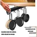 Hanging Pot Rack with 10 Hook for Cabinet 22" Pull Out Pot and Pan organizer Adjustable Pot Racks with Sliding Rail Storage Utility Rack Used for Kitchen/Closet/Cupboard,Load 75LBS
