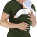 Kangaroo Shirt for Dad and Baby With Pouch - V Neck T-Shirt Baby Carrier (X-Large, Green)