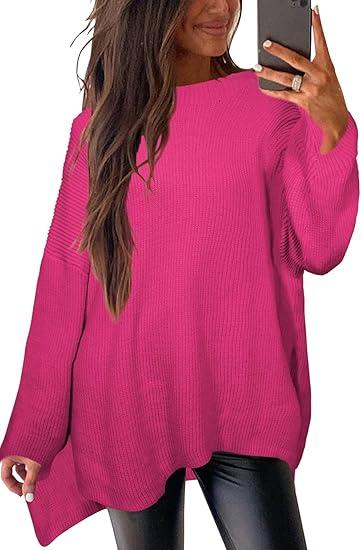 Zyyfly Pullover Sweaters for Women Maternity Clothes for Women Fall Oversized Tunic Plus Size Poncho Dolman Sweaters hot Pink XXL