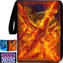 1008 Card Binder 9 Pocket, 3-Ring Trading Card Binder with 56 Page Removable Sleeves, High Storage Waterproof Trading Card Holder Collection Card Album Carrying Organizer Case for MTG TCG Cards -Fire