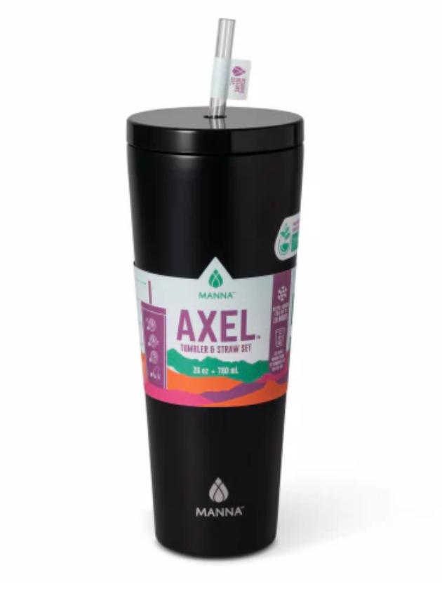 Manna™ Axel™ Stainless Steel Tumbler With Straw - Black