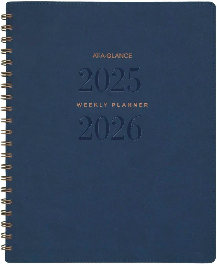 AT-A-GLANCE Planner 2025-2026 Academic, Weekly & Monthly, 8-1/2" x 11", Large, Monthly Tabs, Flexible Cover, Signature Collection, Navy (YP905A20)