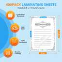 400 Pack Laminating Sheets, Holds 8.5 x 11 Inch Sheets, 3 mil, 9 x 11.5 Inches Thermal Laminating Pouches Lamination Sheet Paper for Laminator, Clear, Letter Size, Office and School Supplies