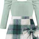 KISSB Toddler Girl Clothes Square Neck Puff Sleeve Top and Skort Set 2PCS Fall Winter Girls Outfits 9-10Y