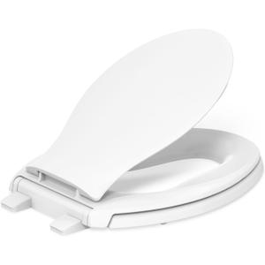 KOHLER K4732-RL-0 Transitions Elongated Toilet Seat Closed-Front with Integrated Child-Size Seat, Quiet-Close, and Grip-Tight Bumpers, White