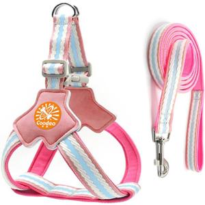 COODEO Anti-Pull Dog Harness with Reflective Strips & Breathable Padding & Anti-Escape Design, Quick Adjustable Dogs Training & Walking (Pink, XS)