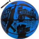 AND1 Street Art 27.5 Basketball : Youth Sized Rubber Streetball for Indoor and Outdoor Use, Deep Channel Construction and Durability, Ideal for Boys and Girls Ages 9-11, Includes 10 Pump (Blue)
