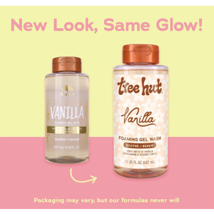 Tree Hut Vanilla Foaming Gel Wash, Moisturizing & Hydrating Body Wash with Shea Butter, Gently Cleanses for Soft, Fresh & Radiant Skin, 18 fl oz