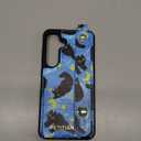 Petitian for Samsung Galaxy S25/S24 Case with Wallet - Women Girls Cute Girly Aesthetic Unique Design with Leather Credit Card Holder Cardholder Stand Wristband, Blue Cat