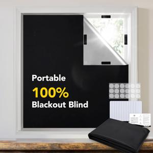 Deconovo 100% Blackout Shades for Windows, Thermal Blinds for Windows, Portable Black Out Window Covers for Baby Nursery, Bedroom, Travel, 1 Piece, Black, 118x57 Inch (57"W x 118"L (Pack of 1), Black)