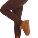 iaoja Fleece Lined Leggings Women with Pockets - Thermal High Waist Tummy Control Yoga Pants Winter Workout Running Pants (Large-X-Large, Brown)