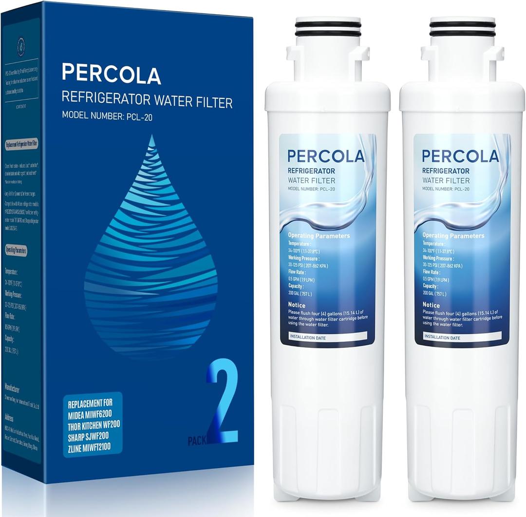 MIWF6200 Water Filter, Compatible with Sharp SJWF200, SJG2254FS, Thor Kitchen WF200, Zline MIWFT2100, Midea MRS26D5AST, MF-2008-R2, Zline RFM-W-36 Refrigerator Models (white, 2 Pack)