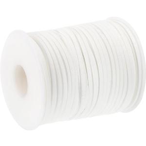 uxcell Suede Cord, 49.21 Yards 2.6mm Flat Leather Thread String for Purse Handbag Shoelace DIY Crafts Bracelet Making, White 1 Roll