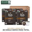 Peet's Coffee, Dark Roast Single Serve Coffee Pods - French Roast 88 Count (4 Boxes of 22 Pods) (EXP 03/18/26)
