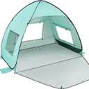 TOBTOS UPF 50+ Pop Up Beach Tent, Easy Set Up Beach Umbrella, Sun Shelter for 2-3 People UV Protection Portable Sunshade, Baby Canopy Cabana, Lightweight with Carry Bag, 78"L x 59"W x 53"H
