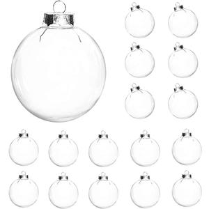 16 pcs Hanging Clear Plastic Fillable Ornaments, 2.36" DIY Christmas Balls Craft Ornaments for Christmas Tree, Halloween and Wedding Birthday Party Decorations, Creative Gifts (60 mm)