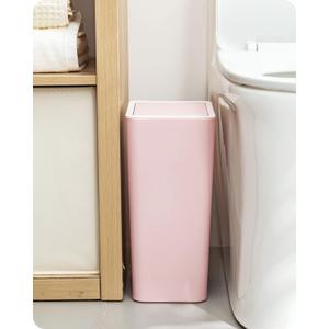 Baffect Small Trash Can with Lid Waste Basket Bathroom Garbage Can Dorm Room Essentials for Bedroom, Office, College-2.1 Gallon (Pink)