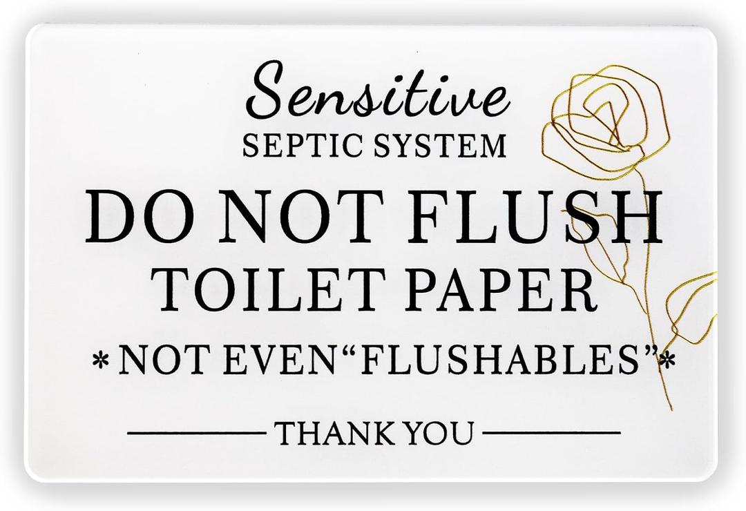 2 x Do Not Flush Bathroom Sign 2 Pack Bathroom Etiquette Sign for Septic System, Please Dont Flush Toilet Paper, Acrylic Black and White Wall Dcor for Home, Airbnb, RV, Cabin, 4x6 Inch