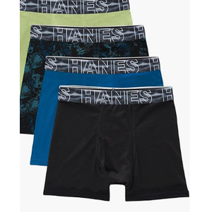 Hanes boys Performance Tween Boxer Briefs Underwear, Assorted Prints & Solids, 4-pack (large)