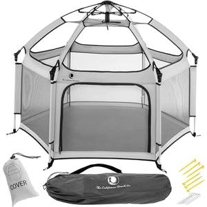 Pop 'N Go Baby Playpen Indoor Outdoor, Pack N Play Beach Tent Cosmic Gray