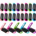 20 Pieces Travel Hair Brush Portable Folding with Mirror Mini Compact Hair Comb Collapsible Colorful Pocket Square Massage Brush for Family, School, Car, Bag (Blue,Green,Pink,Purple,Red)
