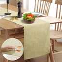 Wipeable Table Runner, Thick Farmhouse Dresser Runner, Rustic for Kitchen, Bedroom, Living Room, Indoor and Outdoor (48'', Beige)
