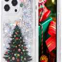 Glitter Christmas Case Compatible with iPhone 13 Pro Max Glitter Case Christmas Tree Clear Soft TPU Rubber Bumper Girly Women Cute Liquid Holiday Case for iPhone 13 Pro Max (Christmas Tree)