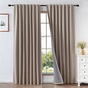 Beige Blackout Curtains for Bedroom, Black Out Curtains 84 Inch Length 2 Panels Set Thermal Insulated Living Room, Back Tab & Rod Pocket Drapes Windows Home Decor(W52 x L84,Beige)