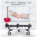 The Best Parents Get Promoted To Grandparents Picture Frame - Grandkids Photo Frame For New Grandparents Gifts - Pregnancy Announcement For Grandma, Grandpa - Fist Time Grandma, Grandpa To Be Gift (White)
