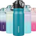 BJPKPK 18oz Insulated Water Bottle With Straw Stainless Steel Double Wall Water Bottles BPA Free Leak Proof Thermo With Lockable Flip Lid And Soft Silicone Spout,Laguna