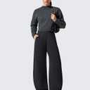 G4Free Smoofit Fleece Lined Women's Baggy Barrel Sweatpants Wide Leg Casual Pants with Pockets (Black, S)