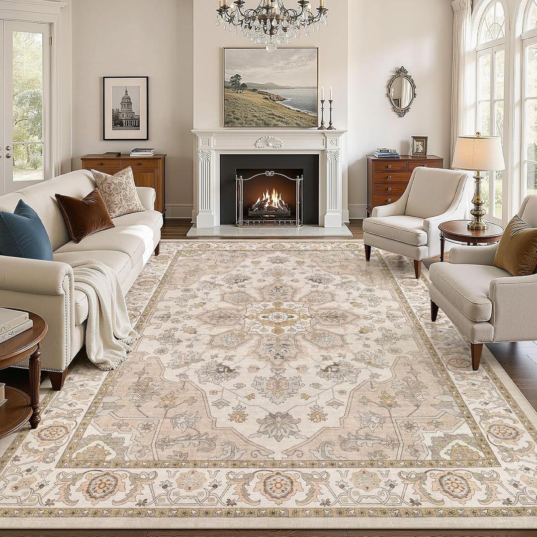 cotiled Vintage Washable Rug 10x12 Area Rugs for Living Room, Bedroom